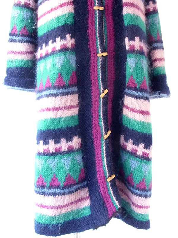 送料無料】フランス買い付け ネイビー X ピンク・パープル・グリーン