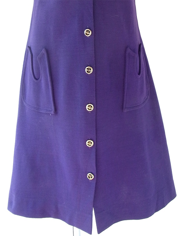 ヨーロッパ古着 フランス買い付け 60年代製 パープル X シームデザイン ポケット付き ヴィンテージ ワンピース 20FC503