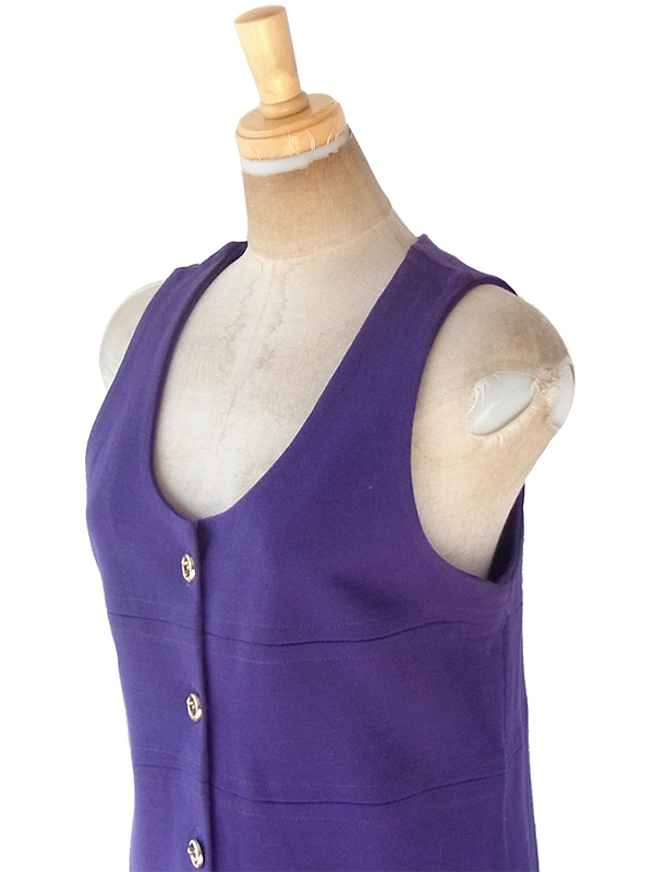 ヨーロッパ古着 フランス買い付け 60年代製 パープル X シームデザイン ポケット付き ヴィンテージ ワンピース 20FC503