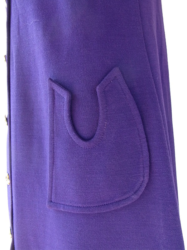 ヨーロッパ古着 フランス買い付け 60年代製 パープル X シームデザイン ポケット付き ヴィンテージ ワンピース 20FC503