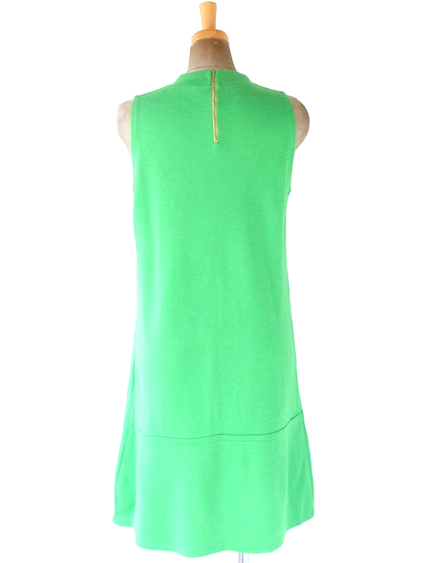 ヨーロッパ古着 フランス買い付け 60年代製 ライムグリーン Aライン ウール ワンピース 20FC504