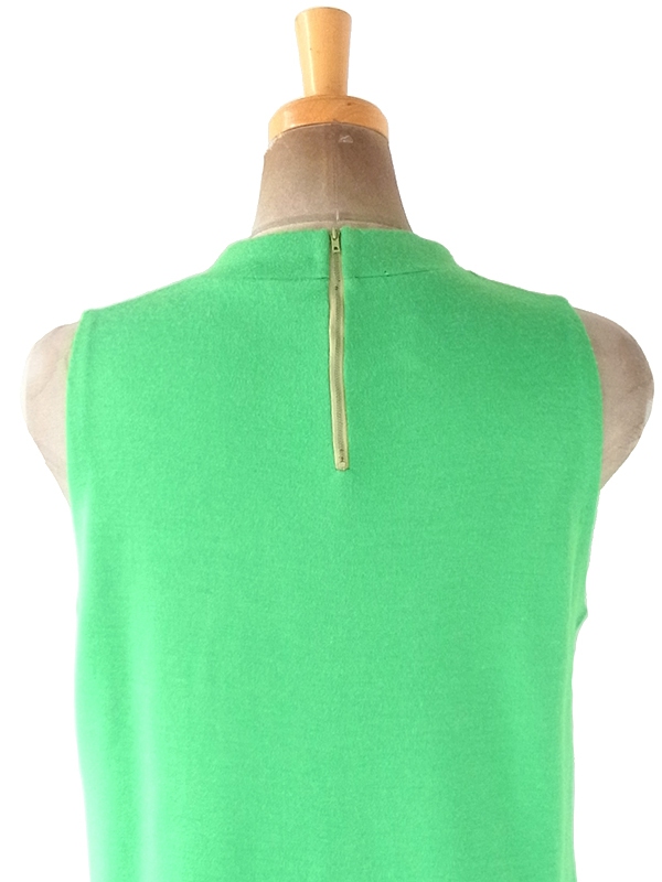 ヨーロッパ古着 フランス買い付け 60年代製 ライムグリーン Aライン ウール ワンピース 20FC504