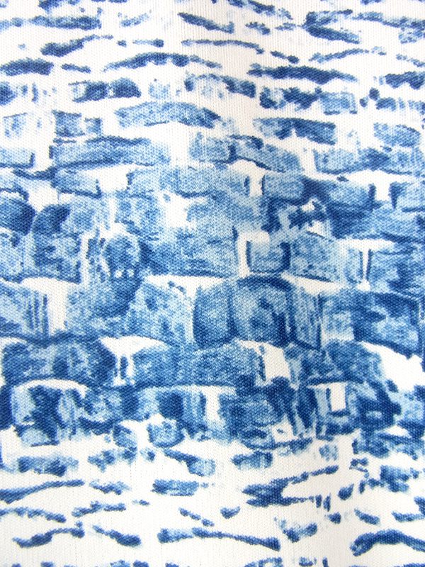 ヨーロッパ古着 フランス買い付け 70年代製 ホワイト X ブルー レトロ柄 ヴィンテージ ワンピース 20FC508