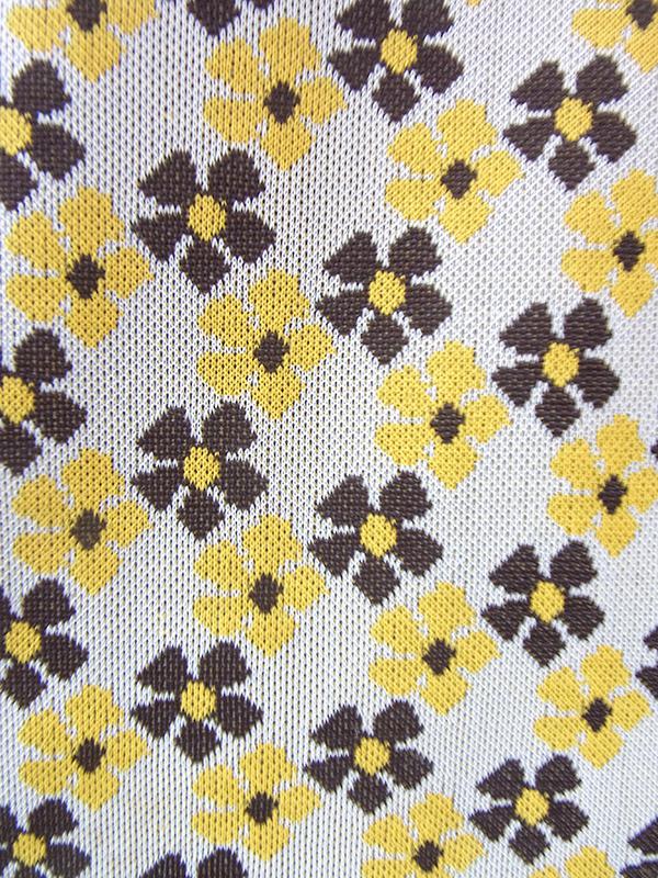 ヨーロッパ古着 フランス買い付け 70年代製 ライトグレイ X イエロー・ブラウン 花柄 Aライン ワンピース 20FC601