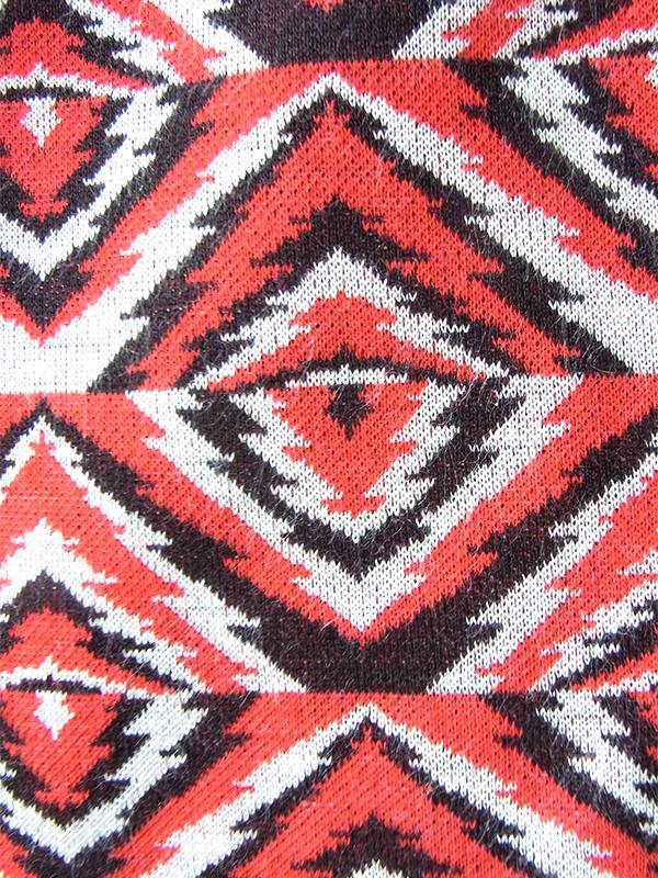 ヨーロッパ古着 フランス買い付け 60年代製 レッド X ホワイト X ブラック レトロ柄 ヴィンテージ ワンピース20FC602