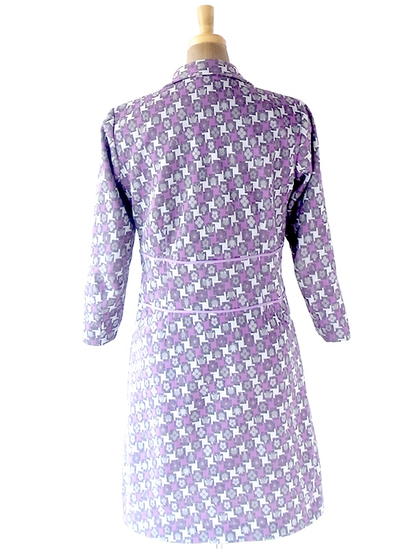 ヨーロッパ古着 フランス買い付け 70年代製 グレイ X パープル ライニング レトロ柄 ヴィンテージ ワンピース 20FC603