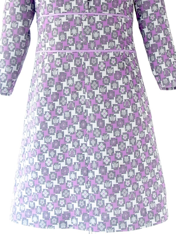ヨーロッパ古着 フランス買い付け 70年代製 グレイ X パープル ライニング レトロ柄 ヴィンテージ ワンピース 20FC603