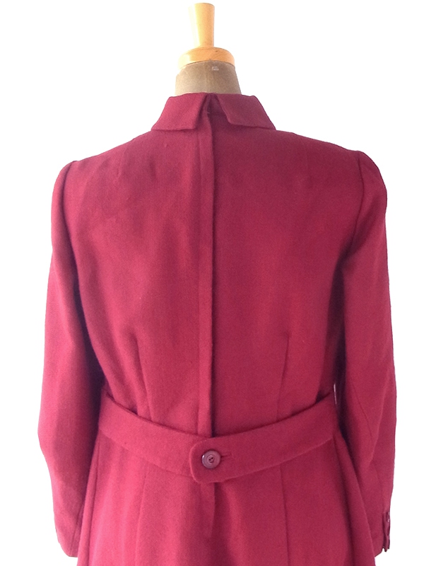 ヨーロッパ古着 フランス買い付け 60年代製 バーガンディー X ファネルネック ヴィンテージ ウール ワンピース 20FC606