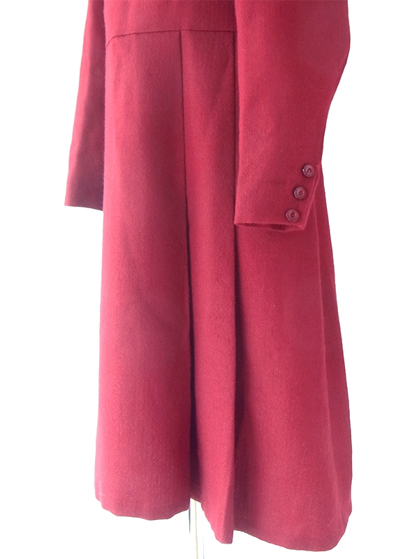 ヨーロッパ古着 フランス買い付け 60年代製 バーガンディー X ファネルネック ヴィンテージ ウール ワンピース 20FC606