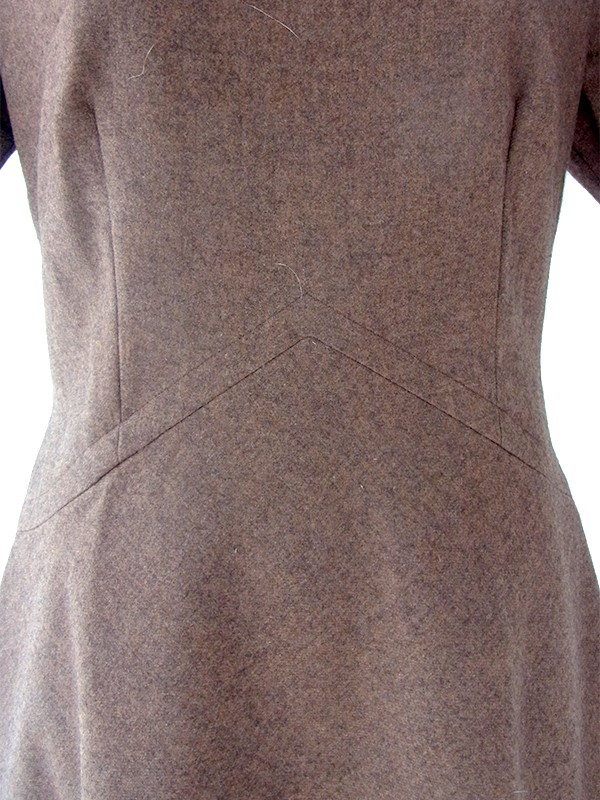 ヨーロッパ古着 70年代フランス製 ブラウン X シームデザイン ウール混 ヴィンテージ ワンピース 20FC610