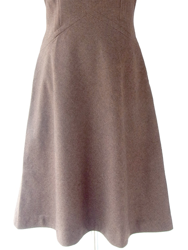 ヨーロッパ古着 70年代フランス製 ブラウン X シームデザイン ウール混 ヴィンテージ ワンピース 20FC610