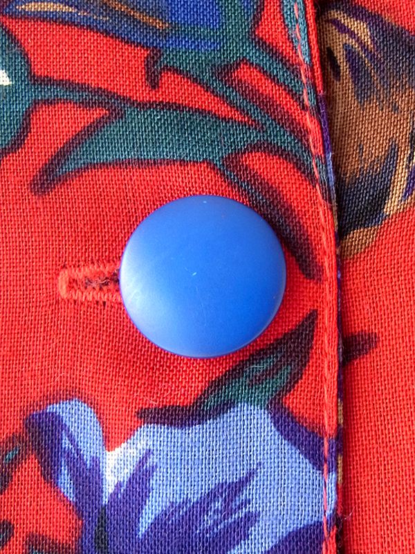 ヨーロッパ古着 フランス製 レッド X カラフル花柄 ブルーパイピング ヴィンテージ プリーツ ワンピース 20FC613