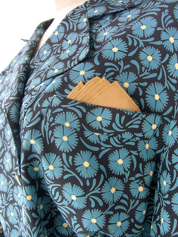 ヨーロッパ古着 フランス買い付け 70年代製 ターコイズブルー X ブラック ポケットチーフ・共布ベルト付き ワンピース 20FC614