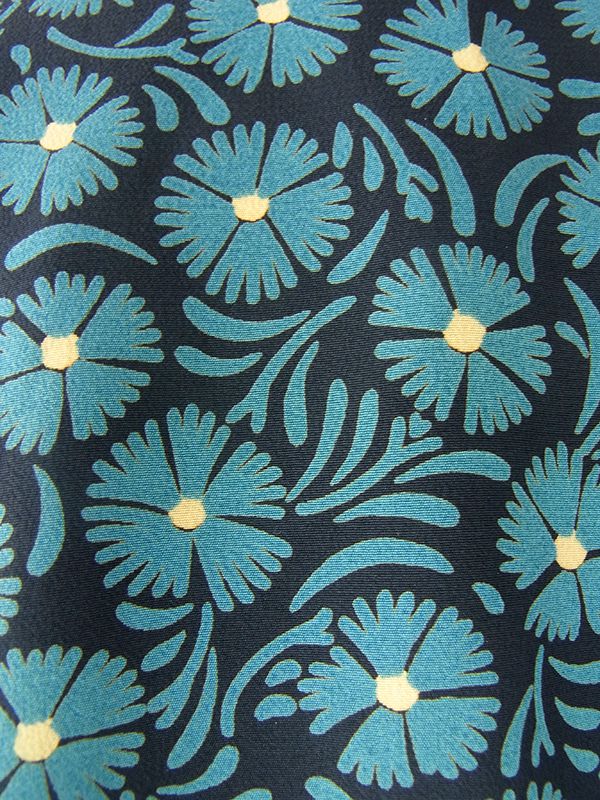 ヨーロッパ古着 フランス買い付け 70年代製 ターコイズブルー X ブラック ポケットチーフ・共布ベルト付き ワンピース 20FC614