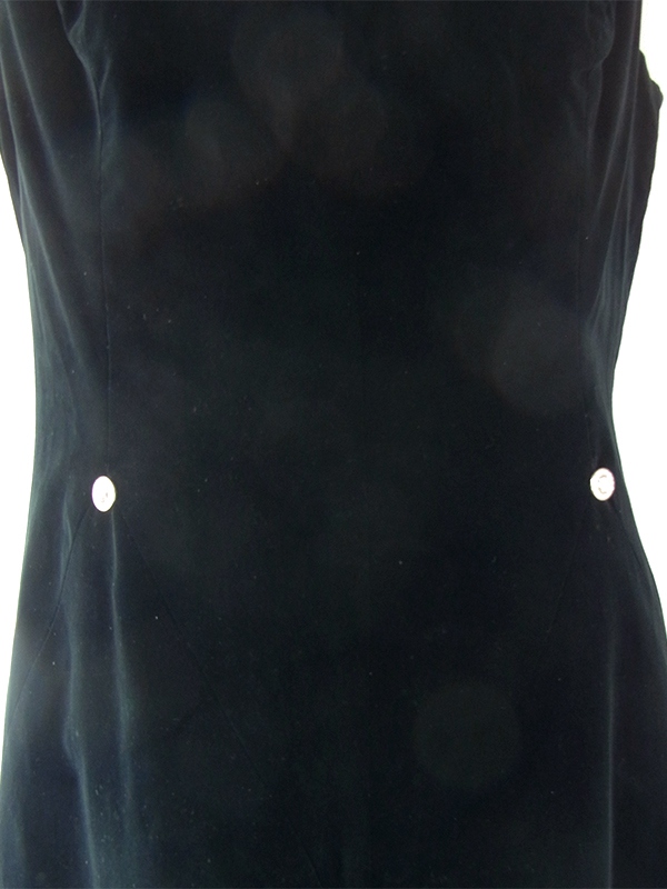 ヨーロッパ古着 フランス買い付け 60年代製 ブラック X 光沢のあるベロア生地 ドレス 20FC708