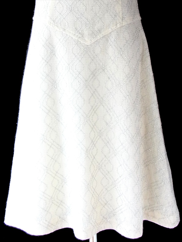ヨーロッパ古着 フランス買い付け 60年代製 アイボリー X シルバー ラメ糸織り ストラップ ニット ドレス 20FC712