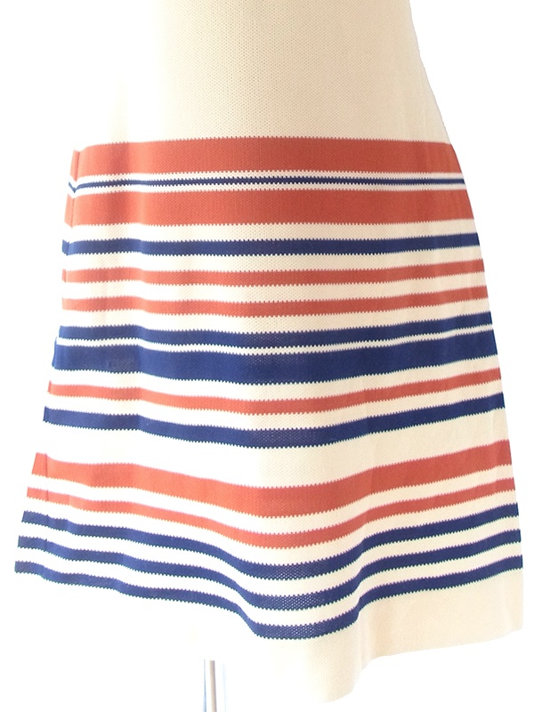 ヨーロッパ古着 70年代イギリス製 St.Michael クリーム色 X オレンジ・ネイビー ボーダー ワンピース 20OM401