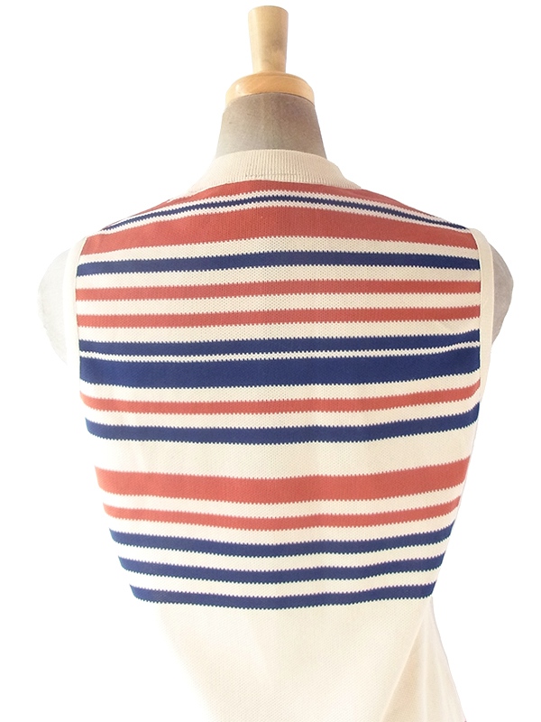 ヨーロッパ古着 70年代イギリス製 St.Michael クリーム色 X オレンジ・ネイビー ボーダー ワンピース 20OM401