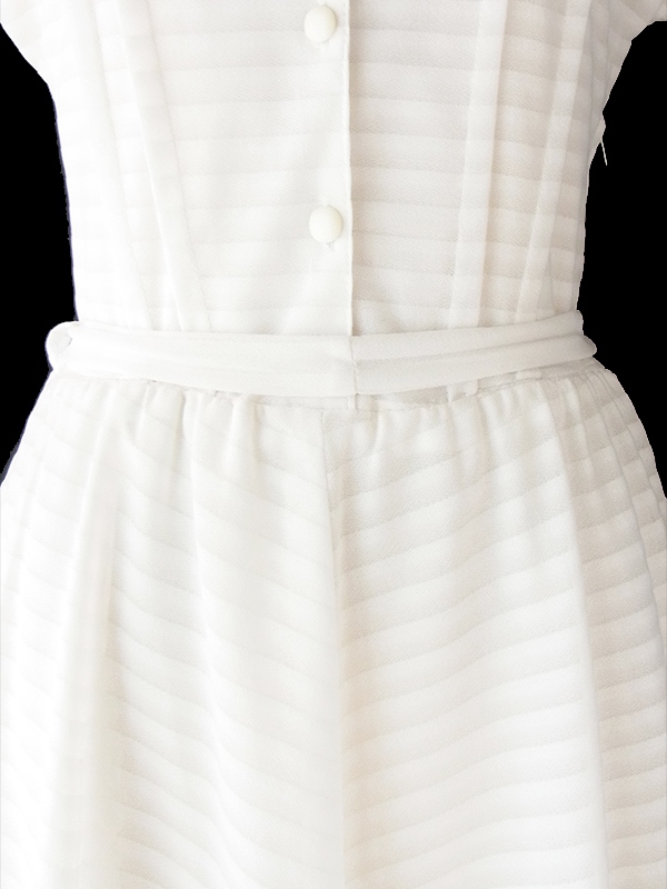 ヨーロッパ古着 フランス買い付け 70年代製 ホワイト X ボーダー 共布ベルト付き ヴィンテージ ワンピース 21FC120