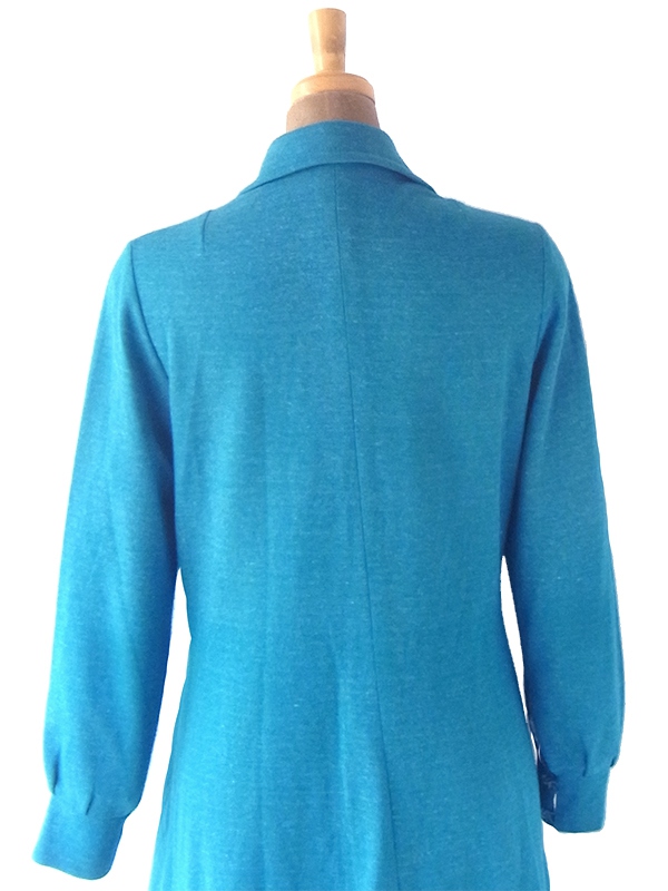 ヨーロッパ古着 フランス買い付け 60年代製 ターコイズブルー X フロントジップ プリーツ ワンピース 21FC221