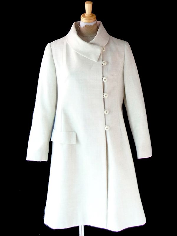 【送料無料】フランス買い付け 60年代製 アイボリー X かけボタン ヴィンテージ コート 21FC226【ヨーロッパ古着】