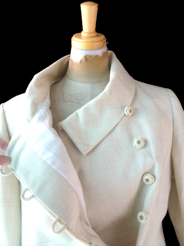 【送料無料】フランス買い付け 60年代製 アイボリー X かけボタン ヴィンテージ コート 21FC226【ヨーロッパ古着】