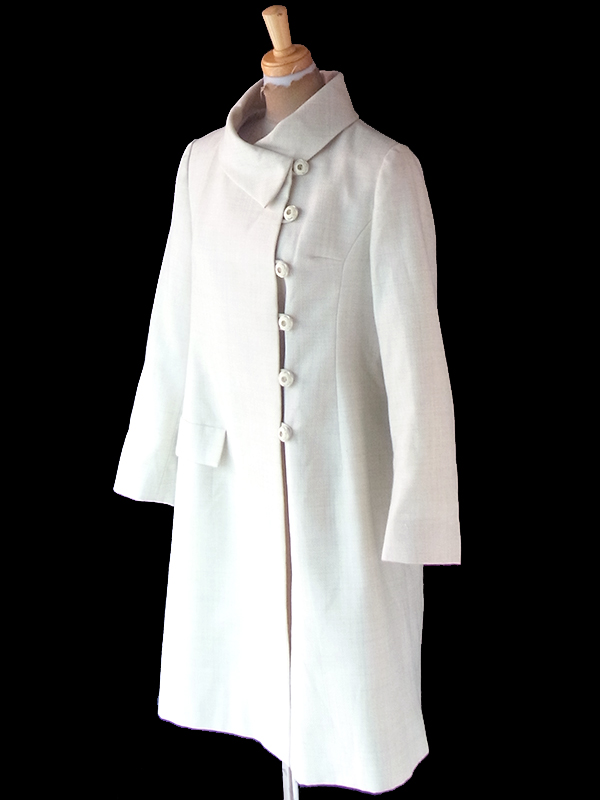【送料無料】フランス買い付け 60年代製 アイボリー X かけボタン ヴィンテージ コート 21FC226【ヨーロッパ古着】