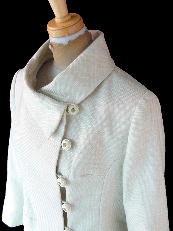 【送料無料】フランス買い付け 60年代製 アイボリー X かけボタン ヴィンテージ コート 21FC226【ヨーロッパ古着】