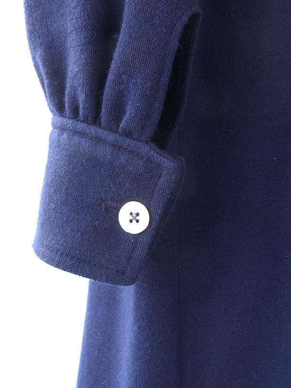 ヨーロッパ古着 60年代フランス製 ミッドナイトブルー X 共布ベルト付き ヴィンテージ ワンピース 21FC301