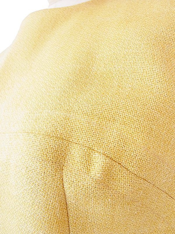 ヨーロッパ古着 フランス買い付け 60年代製 サンドイエロー X シームデザイン 美麗シルエット 梨地 ワンピース 21FC305