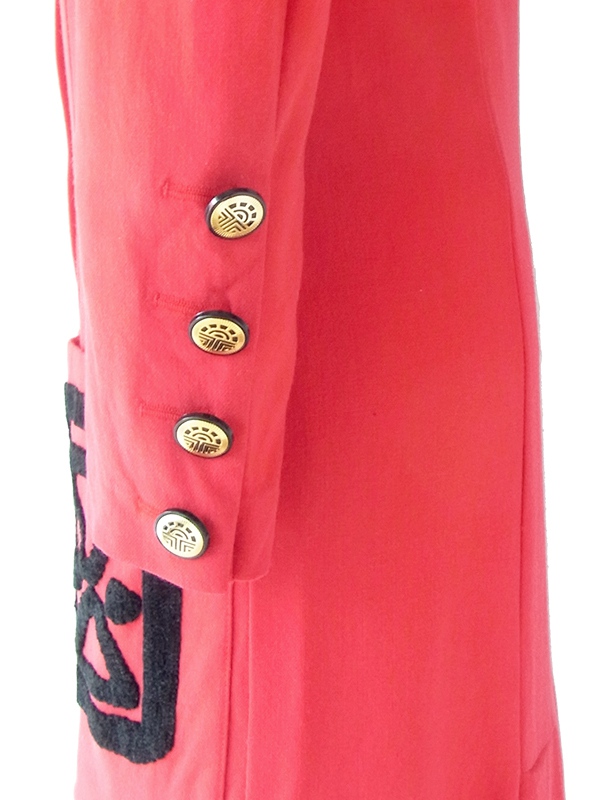 ヨーロッパ古着 60年代西ドイツ製 Louis Feraud レッド X ブラック縁取り ウール ワンピース 21FC306