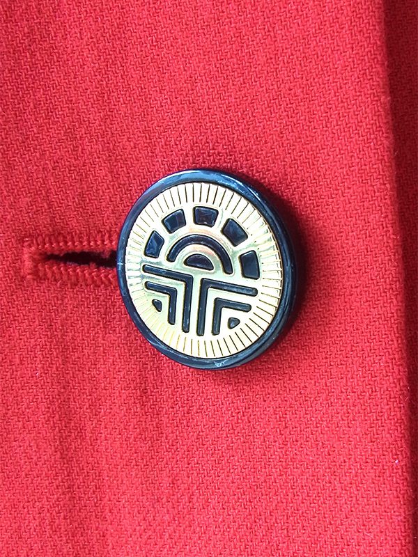 ヨーロッパ古着 60年代西ドイツ製 Louis Feraud レッド X ブラック縁取り ウール ワンピース 21FC306