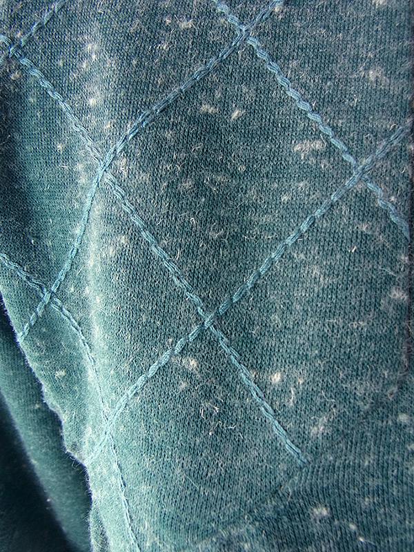 ヨーロッパ古着 フランス買い付け 60年代製 スレートグリーン X ステッチ デザイン ウール ワンピース 21FC318