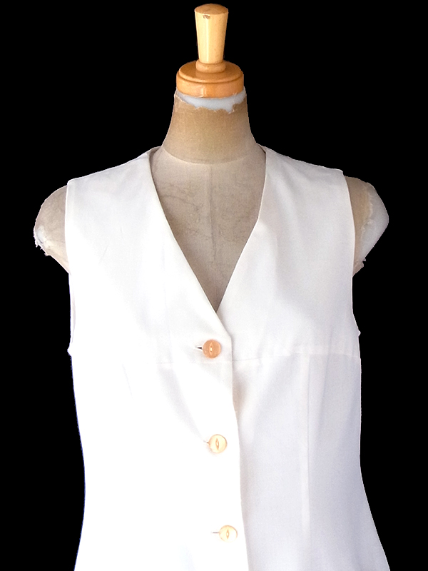 ヨーロッパ古着 ロンドン買い付け 60年代製 ホワイト X オレンジ 花柄刺繍 ポケット付き ヴィンテージ ワンピース 21OM406