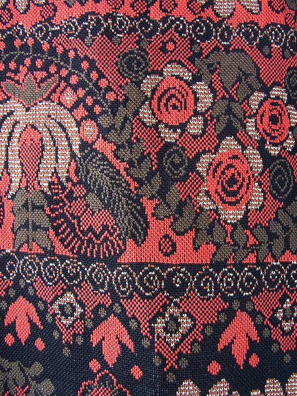 【ヨーロッパ古着】ロンドン買い付け 70年代製 ダークオレンジ X ゴールド ラメ糸 オリエンタル柄 ヴィンテージ ワンピース 21OM713