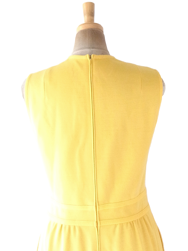 ヨーロッパ古着 ロンドン買い付け 70年代製 イエロー X ライニング ヴィンテージ ワンピース 22BS008