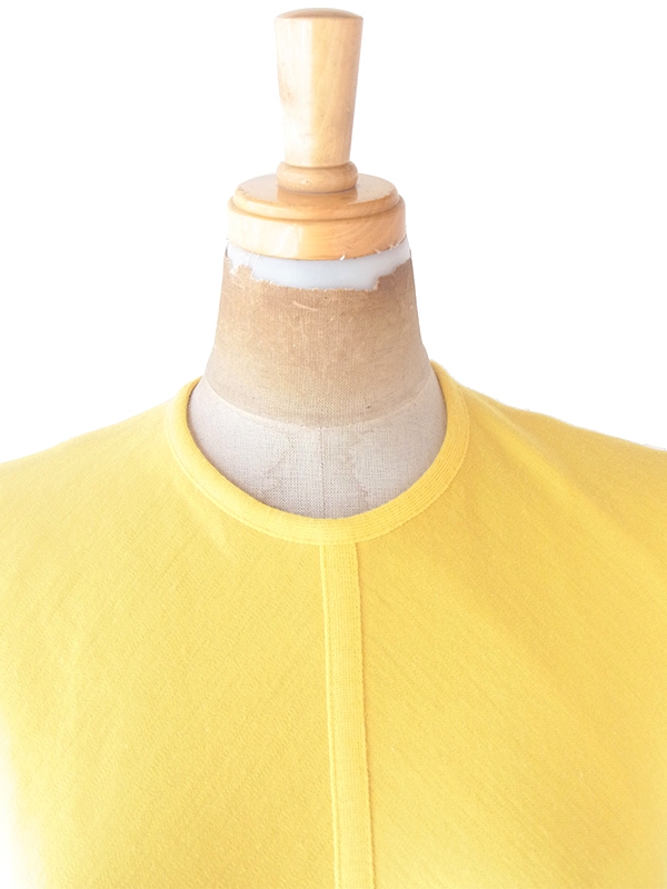 ヨーロッパ古着 ロンドン買い付け 70年代製 イエロー X ライニング ヴィンテージ ワンピース 22BS008