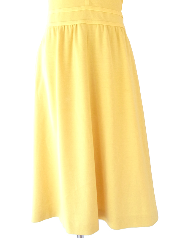 ヨーロッパ古着 ロンドン買い付け 70年代製 イエロー X ライニング ヴィンテージ ワンピース 22BS008