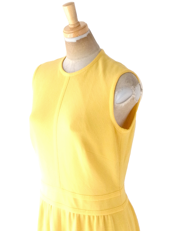 ヨーロッパ古着 ロンドン買い付け 70年代製 イエロー X ライニング ヴィンテージ ワンピース 22BS008