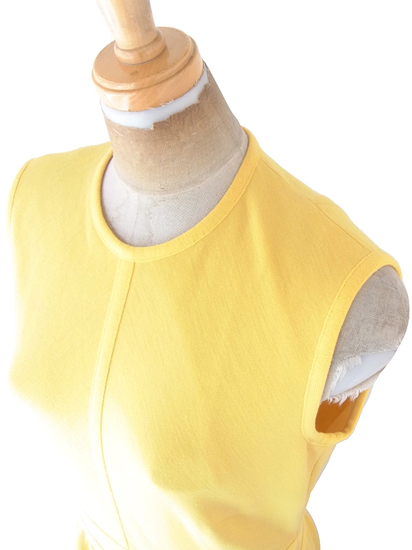 ヨーロッパ古着 ロンドン買い付け 70年代製 イエロー X ライニング ヴィンテージ ワンピース 22BS008