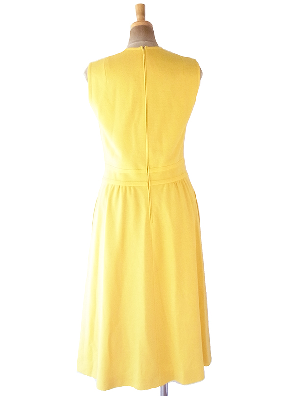 ヨーロッパ古着 ロンドン買い付け 70年代製 イエロー X ライニング ヴィンテージ ワンピース 22BS008
