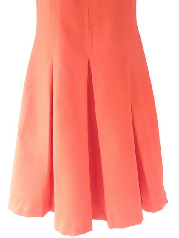 ヨーロッパ古着 ロンドン買い付け 70年代製 レッド X タータンチェック リボン プリーツ ワンピース 22OM300