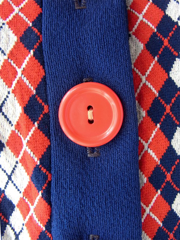 ヨーロッパ古着 ロンドン買い付け 70年代製 ロイヤルブルー X レッド アーガイル ヴィンテージ ワンピース 22OM302