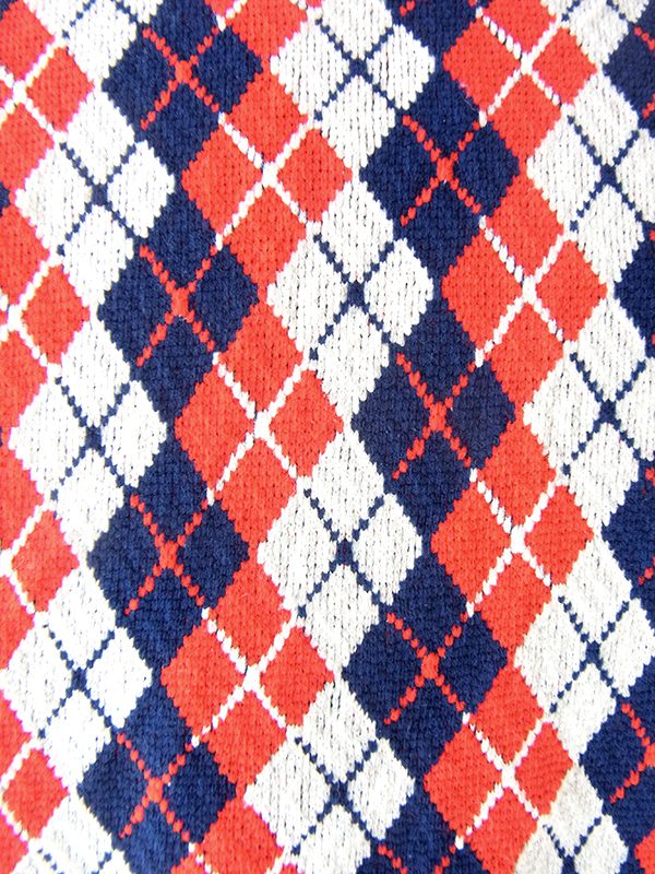 ヨーロッパ古着 ロンドン買い付け 70年代製 ロイヤルブルー X レッド アーガイル ヴィンテージ ワンピース 22OM302