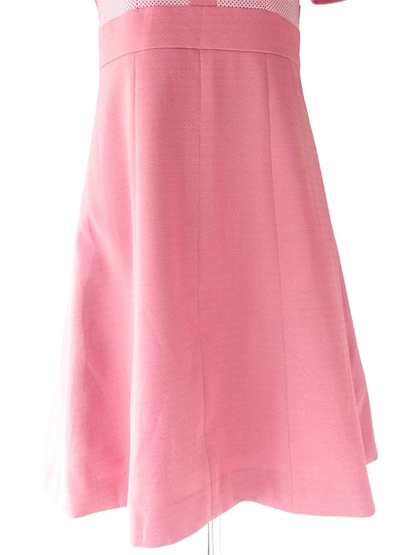 ヨーロッパ古着 ロンドン買い付け 70年代製 ピンク X ファネルネック ヴィンテージ ワンピース 22OM306