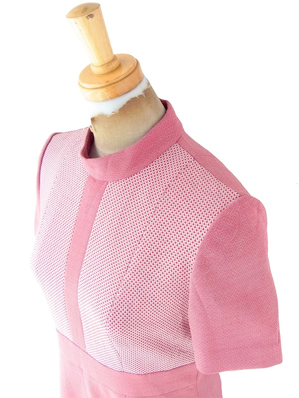 ヨーロッパ古着 ロンドン買い付け 70年代製 ピンク X ファネルネック ヴィンテージ ワンピース 22OM306