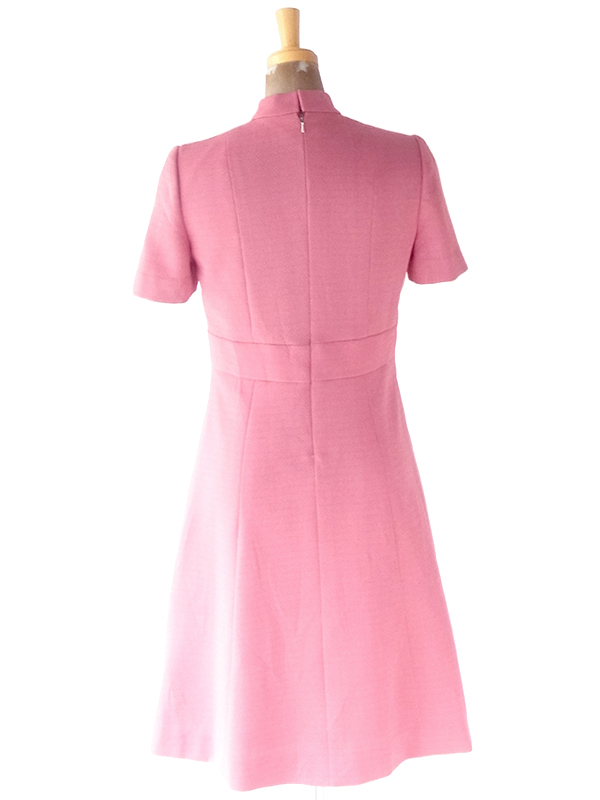 ヨーロッパ古着 ロンドン買い付け 70年代製 ピンク X ファネルネック ヴィンテージ ワンピース 22OM306