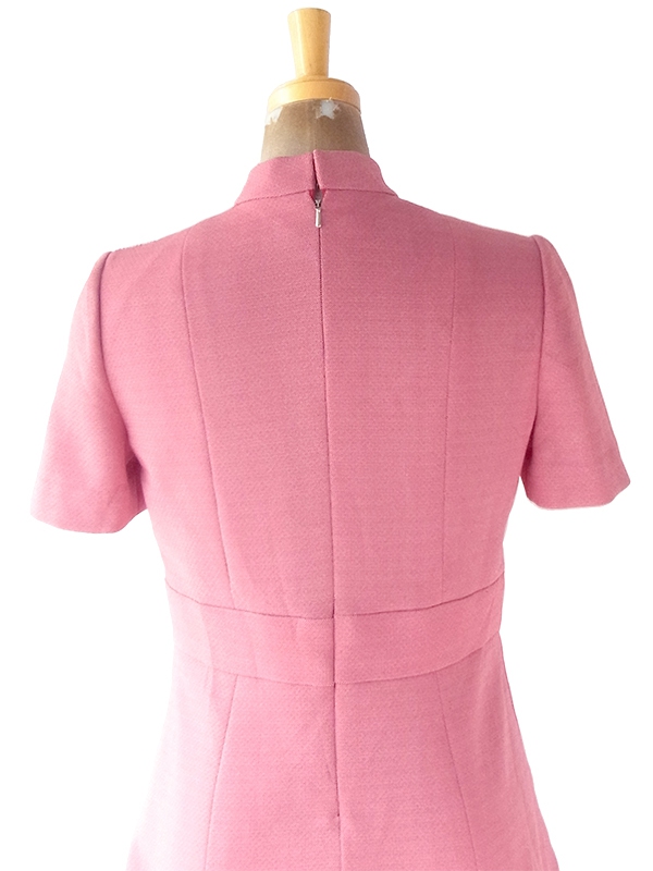 ヨーロッパ古着 ロンドン買い付け 70年代製 ピンク X ファネルネック ヴィンテージ ワンピース 22OM306