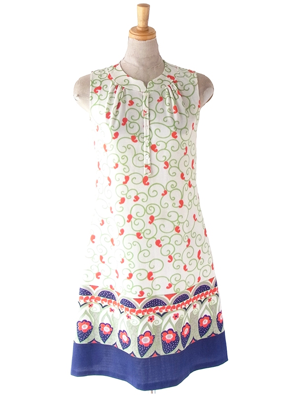 送料無料】フランス買い付け 70年代製 ホワイト X レッド・グリーン  