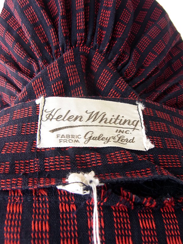 ヨーロッパ古着 70年代フランス製 レッド X ブラック レトロ柄 ヴィンテージ ワンピース 23FC100